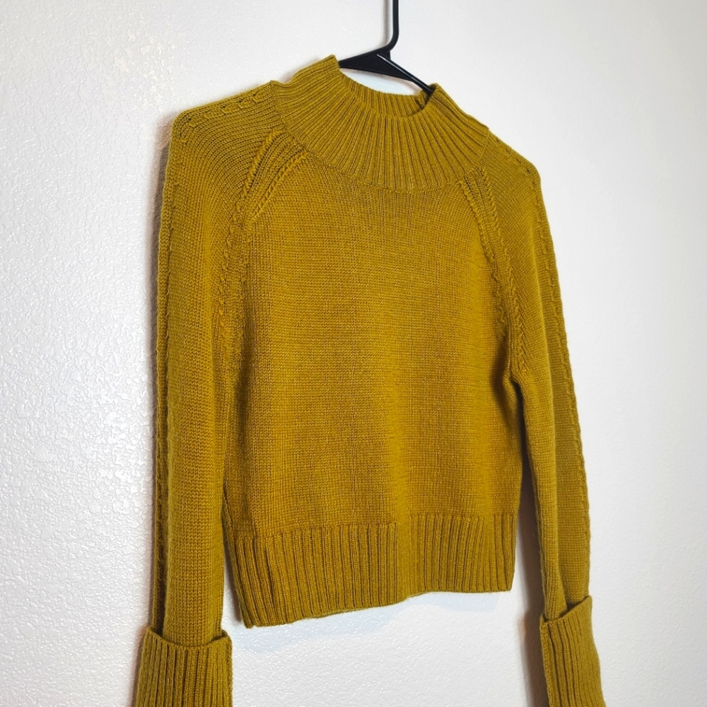 Land Of Distraction Women’s Wool Alpaca Cropped Mock Neck Sweater – Mustard Yell - Picture 7 of 10